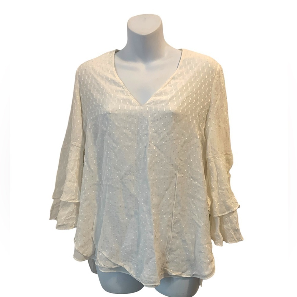 Massimo Dutti White bell sleeve Blouse Size 6